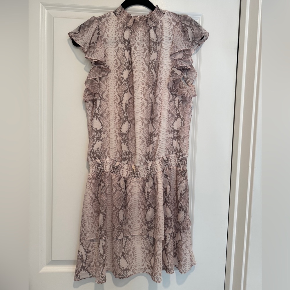 1. STATE Snake Print Midi Dress with Ruffles